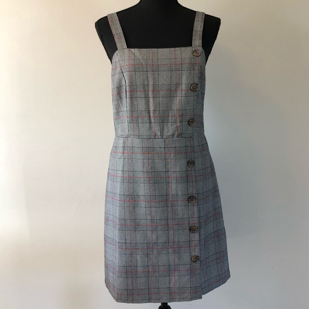 Women’s Vintage Lyon Plaid Sleeveless Faux Button-Down Dress size M